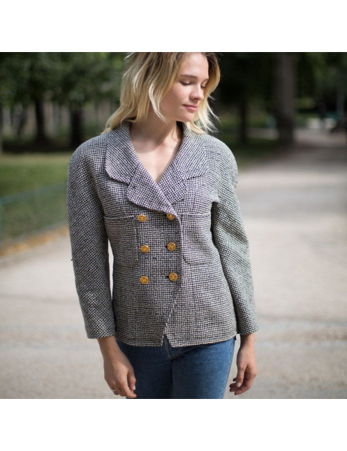 Veste Chanel T42 Blanc bleu 
