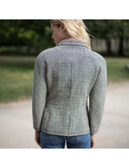 Veste Chanel tweed Blanc bleu T 42