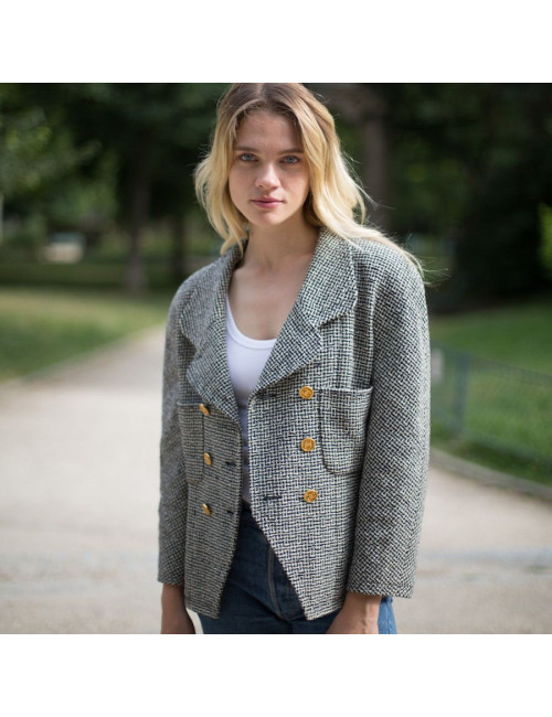 Veste Chanel T42 Blanc bleu 