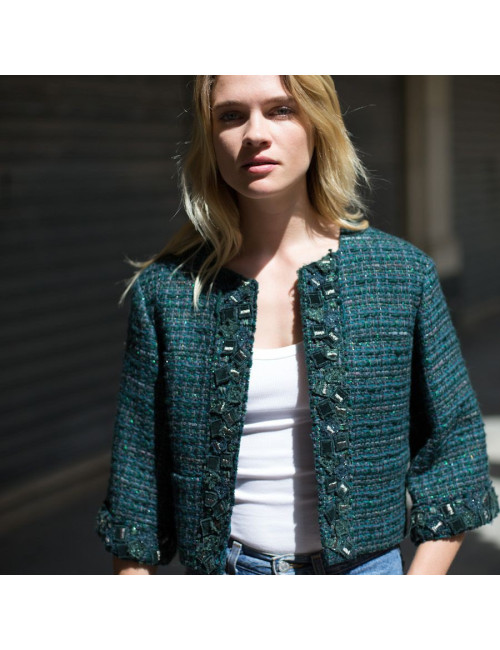 CHANEL T36 green tweed jacket