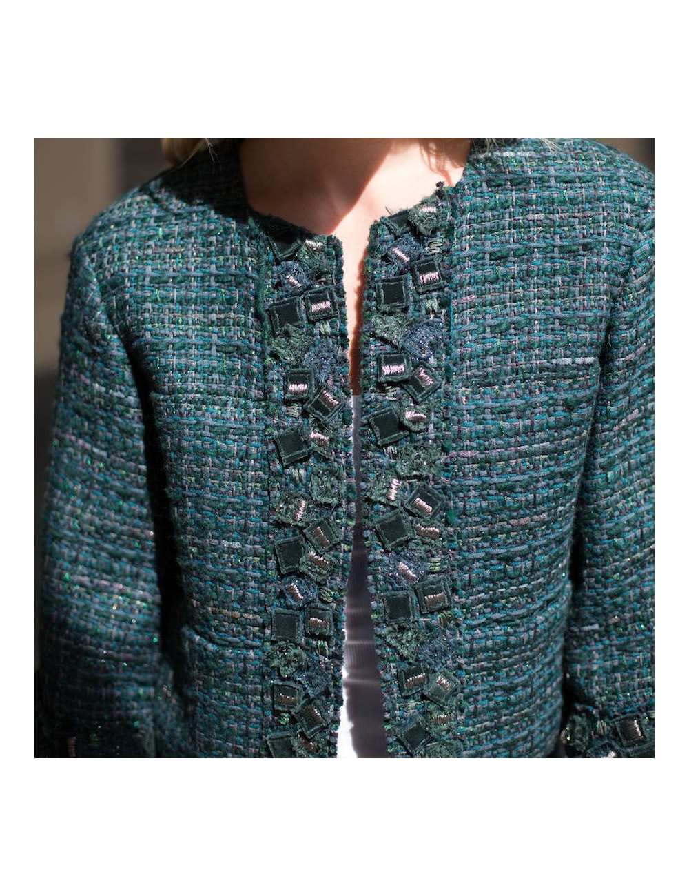 CHANEL T36 green tweed jacket
