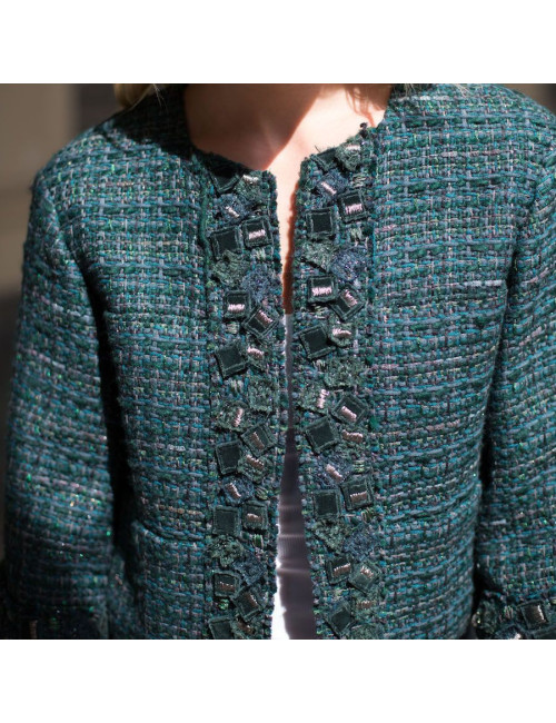CHANEL T36 green tweed jacket