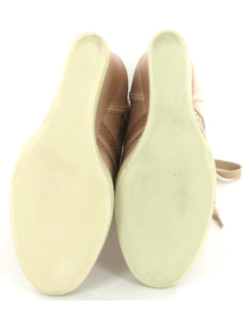 Bottines CHLOE sneakers compensées en cuir et python rose T 38,5