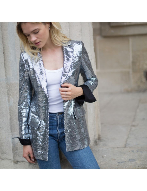 Veste paillettes CHANEL T38