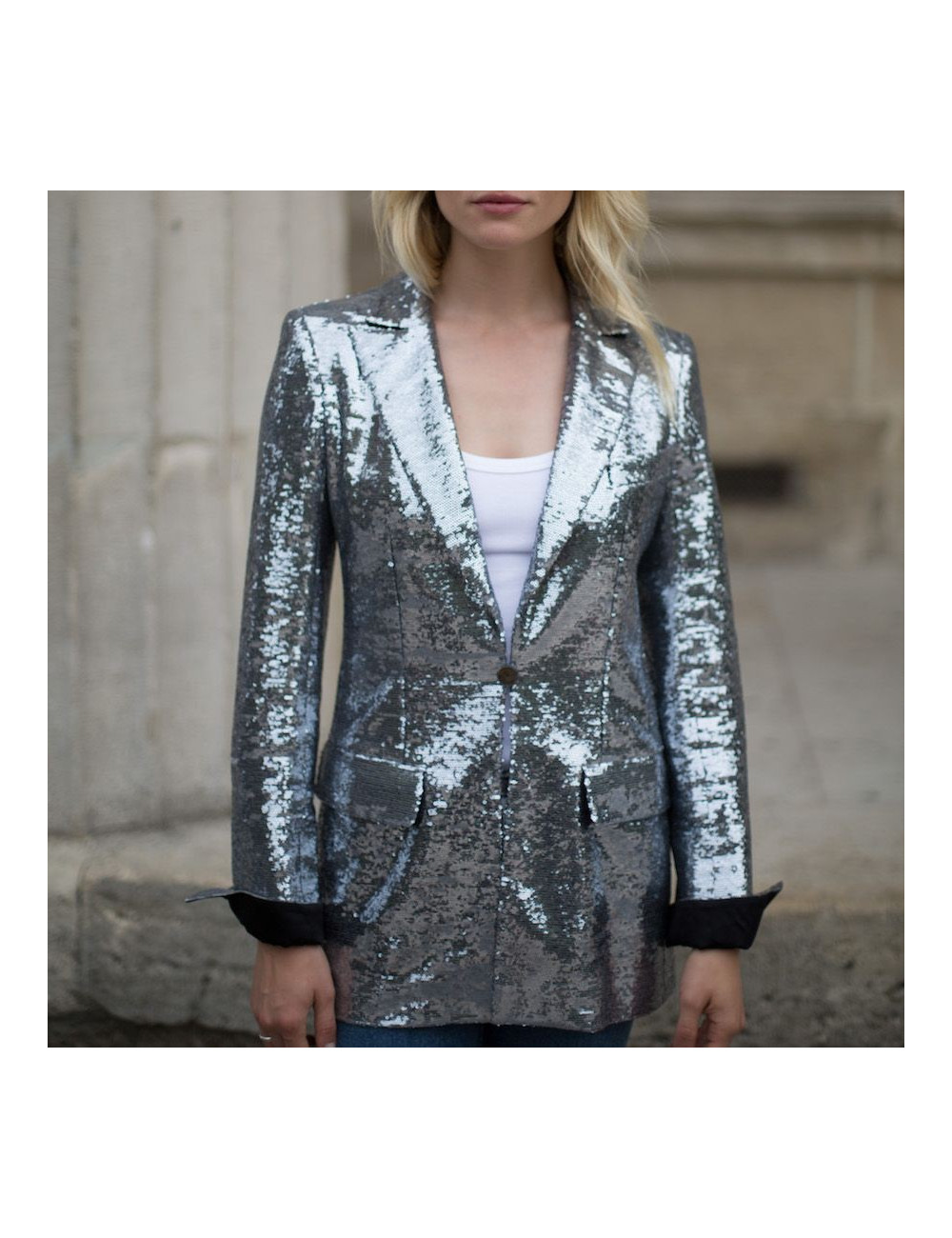 Veste paillettes CHANEL T38