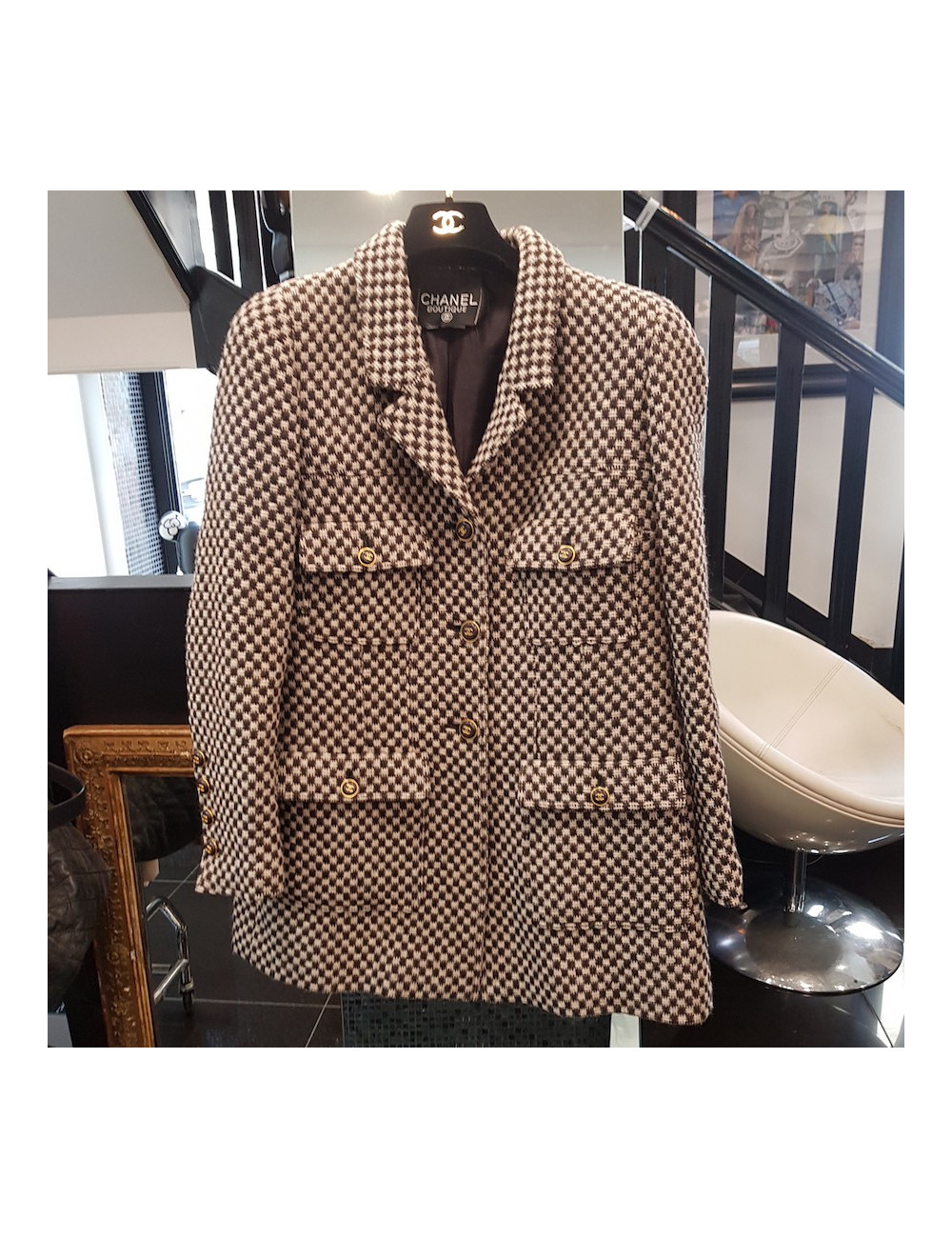 Veste pied de poule CHANEL T38