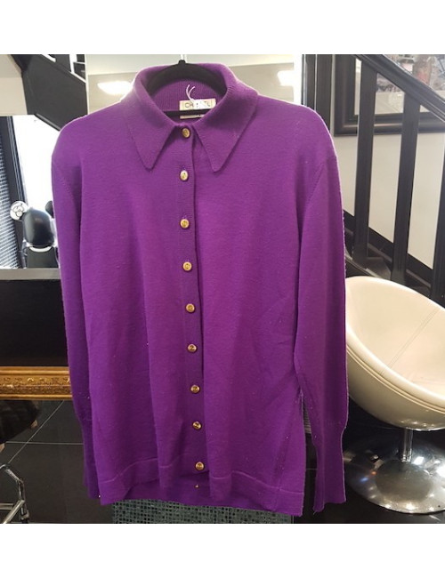 Gilet CHANEL T44 cachemire violet 