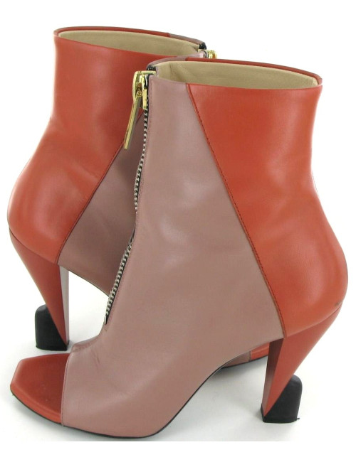 Bottines BALENCIAGA en cuir vieux rose et zip T 39