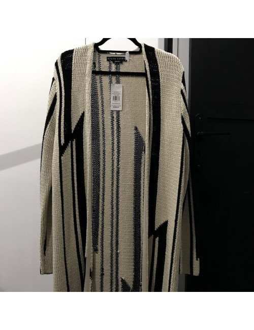 Giet RALPH LAUREN XL en laine blanche avec bandes noires 