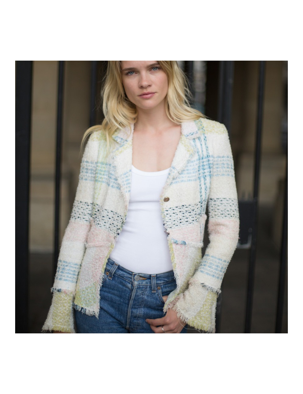 Veste T 38 CHANEL tweed multicolore