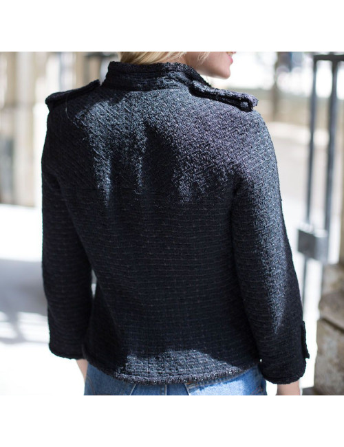 Veste CHANEL T 38 tweed noir 