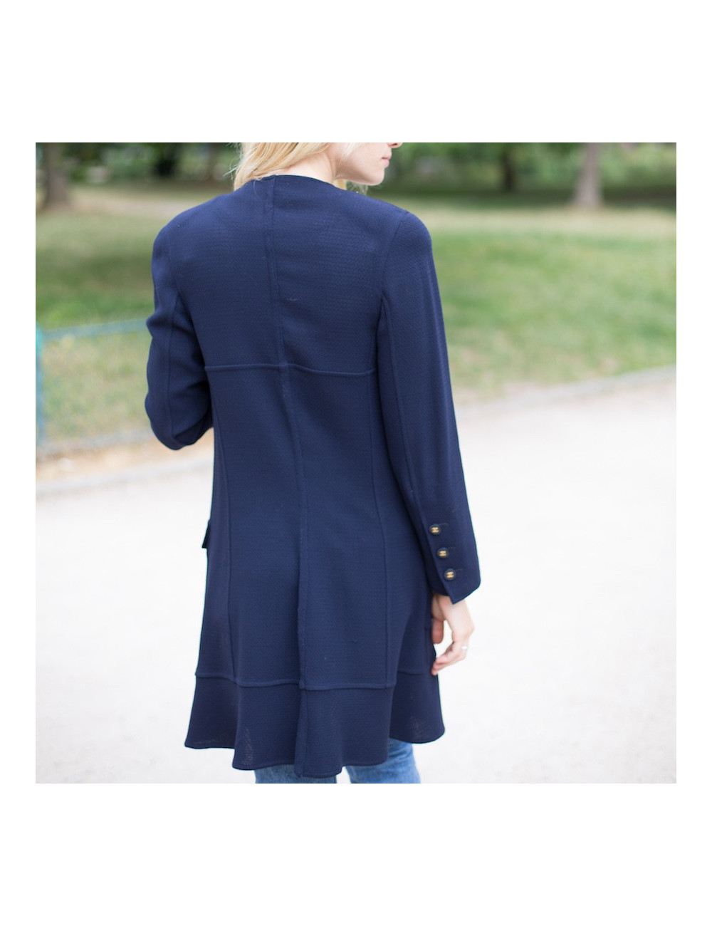 Robe Manteau T 40 CHANEL bleue