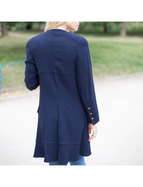 Robe Manteau T 40 CHANEL bleue