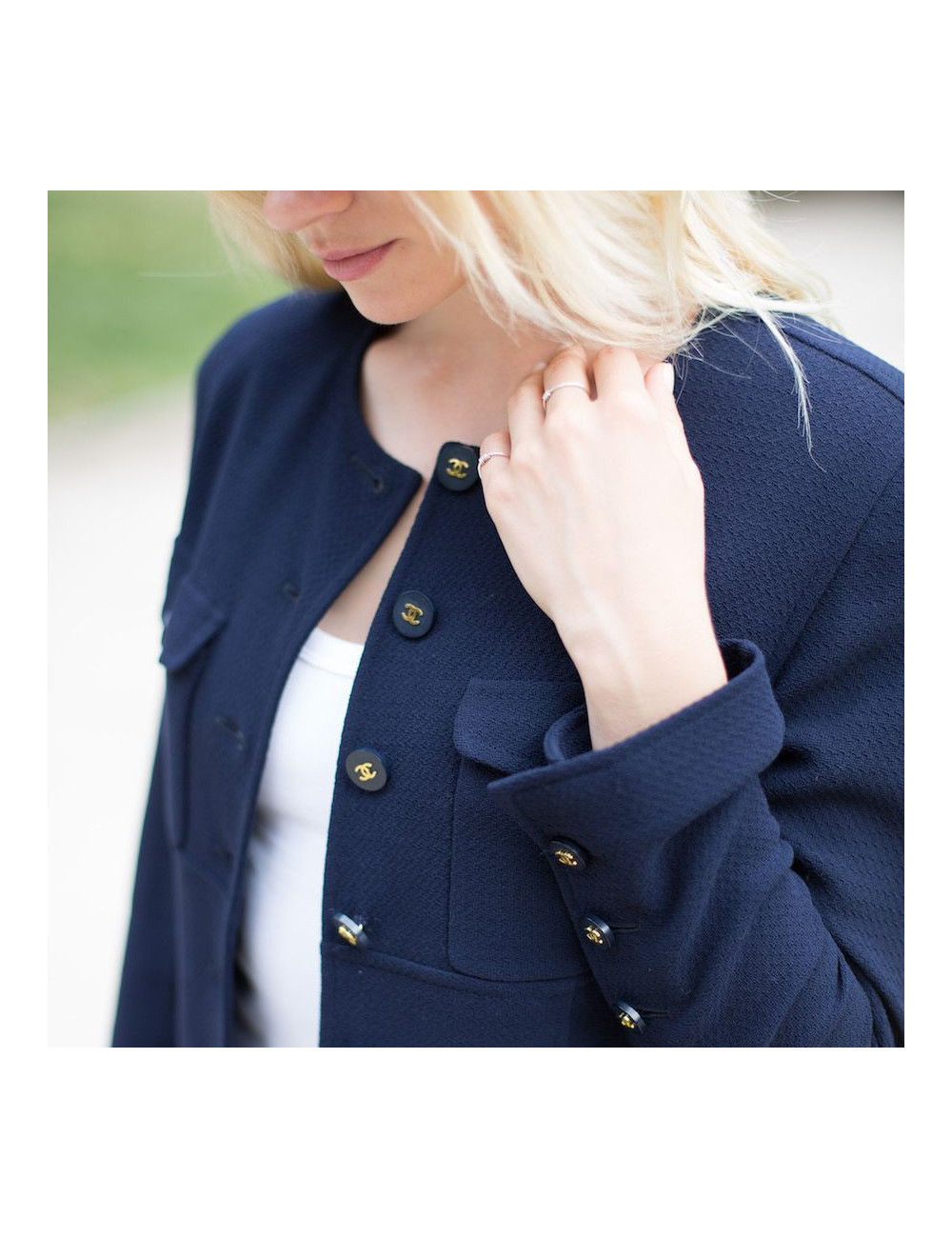 Robe Manteau T 40 CHANEL bleue