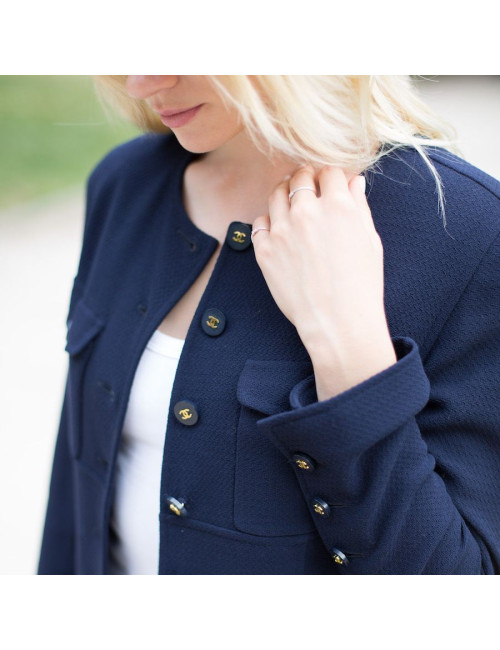 Robe Manteau T 40 CHANEL bleue