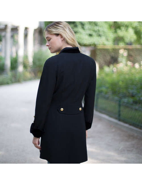 Veste longue croisée CHANEL noire