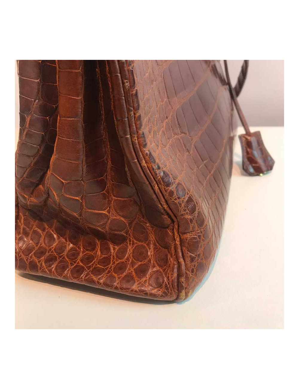 Kelly 32 alligator mat HERMES marron bijouterie or
