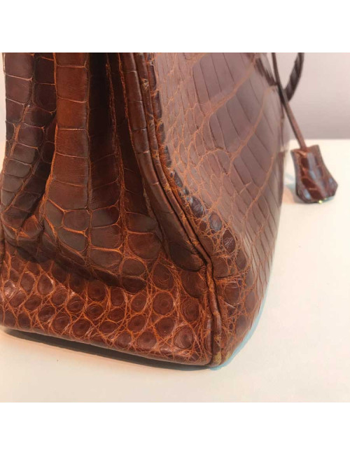 Kelly 32 alligator mat HERMES marron bijouterie or