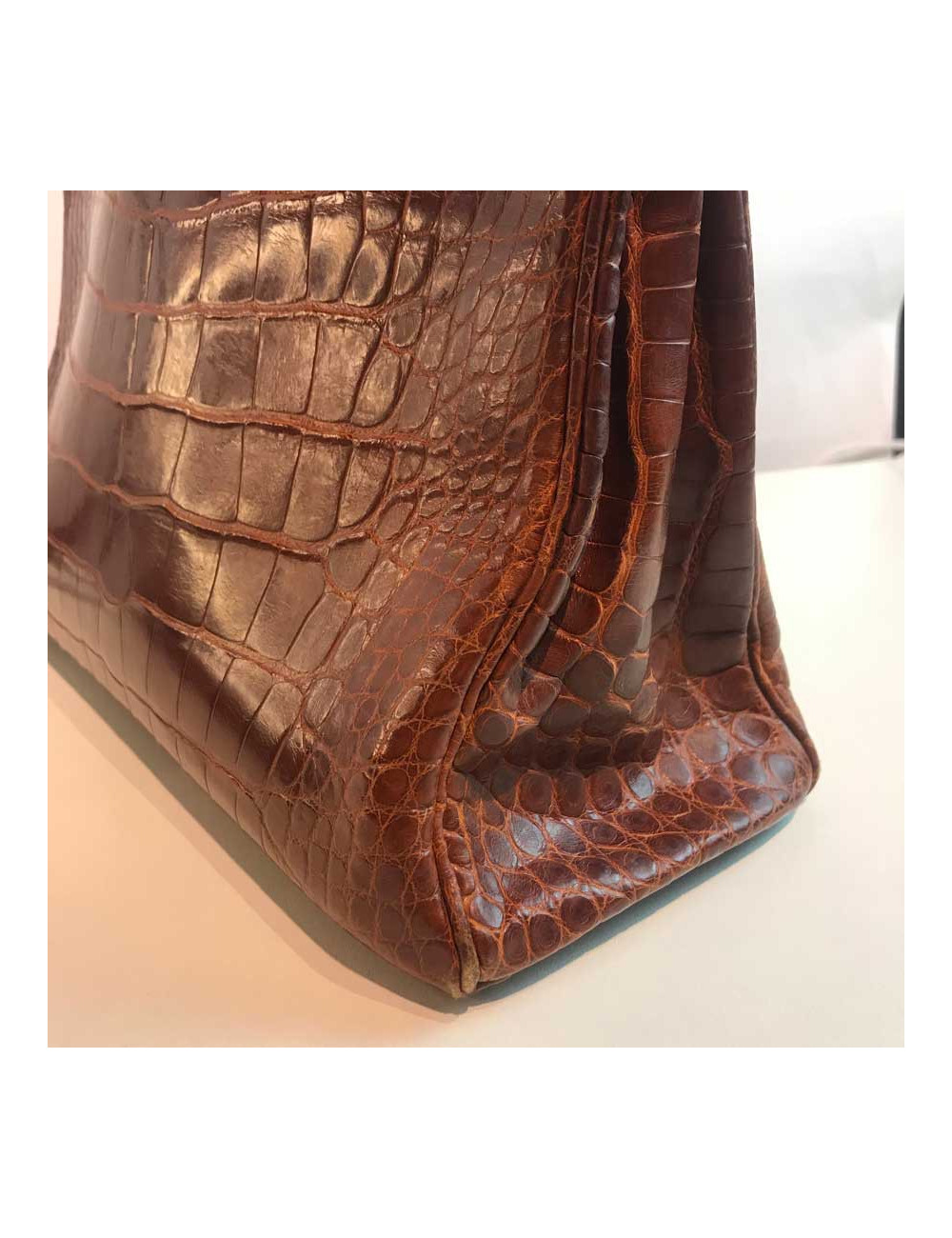 Kelly 32 alligator mat HERMES marron bijouterie or