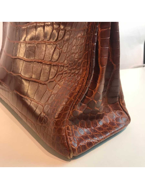 Kelly 32 alligator mat HERMES marron bijouterie or