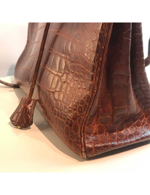 Kelly 32 alligator mat HERMES marron bijouterie or
