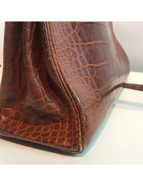 Kelly 32 alligator mat HERMES marron bijouterie or