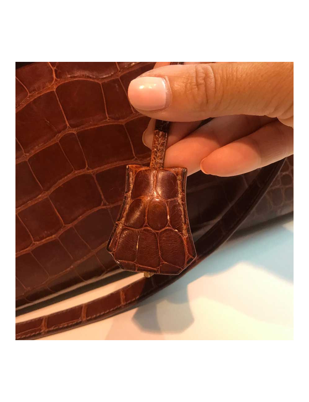 Kelly 32 alligator mat HERMES marron bijouterie or