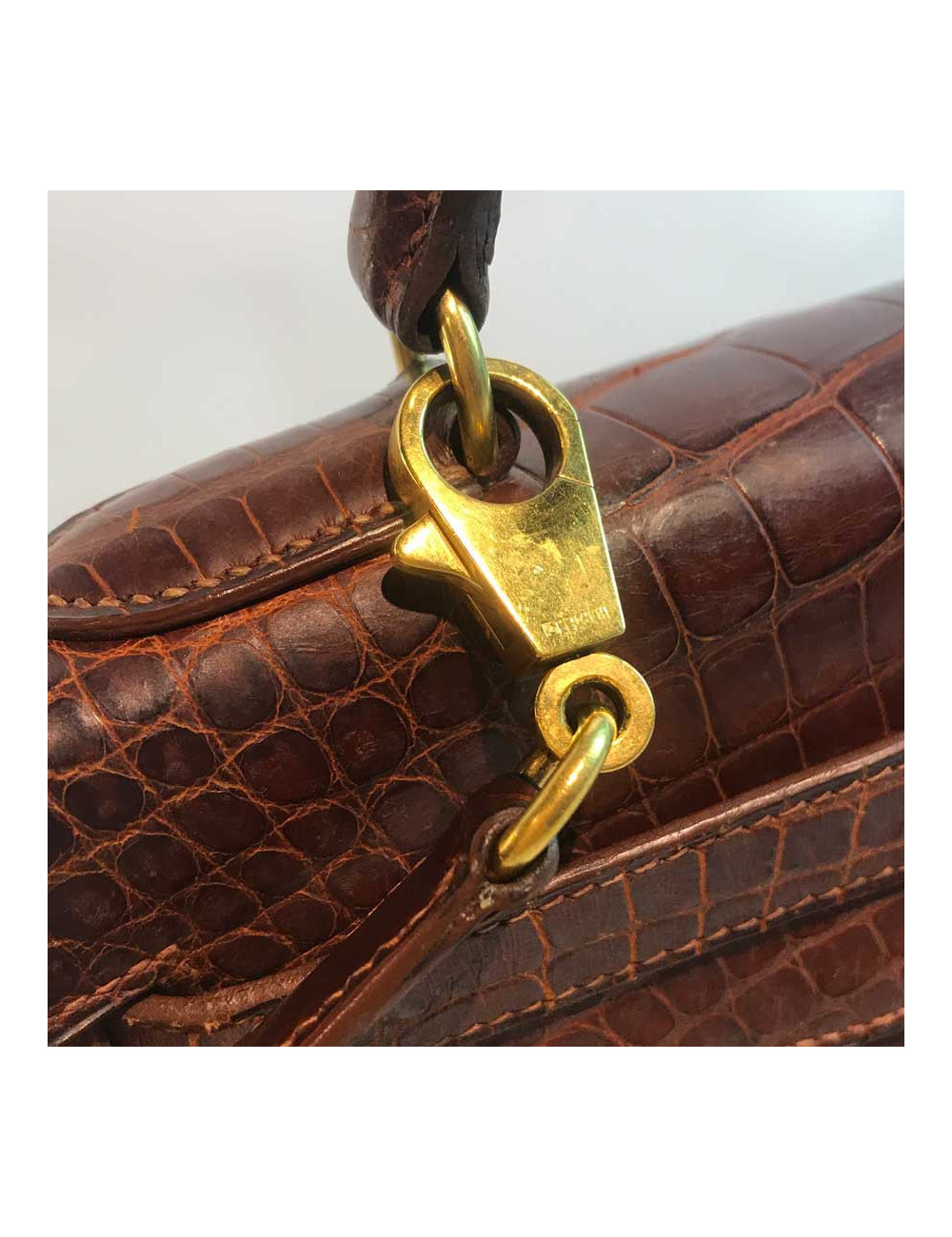 Kelly 32 alligator mat HERMES marron bijouterie or