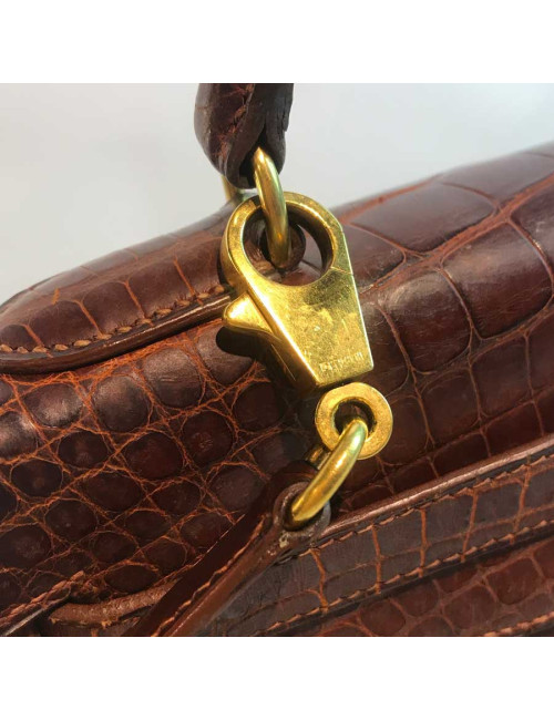 Kelly 32 alligator mat HERMES marron bijouterie or
