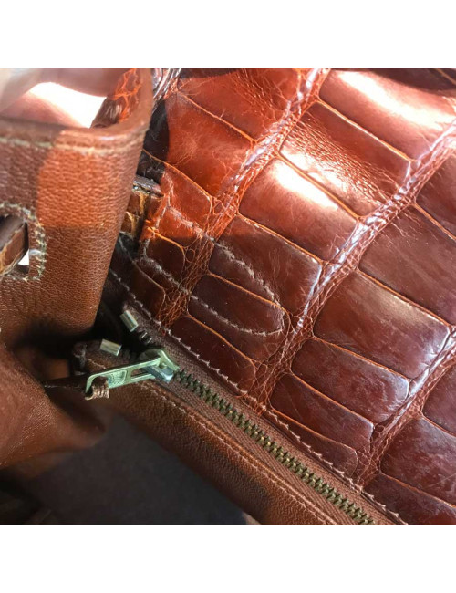 Kelly 32 alligator mat HERMES marron bijouterie or