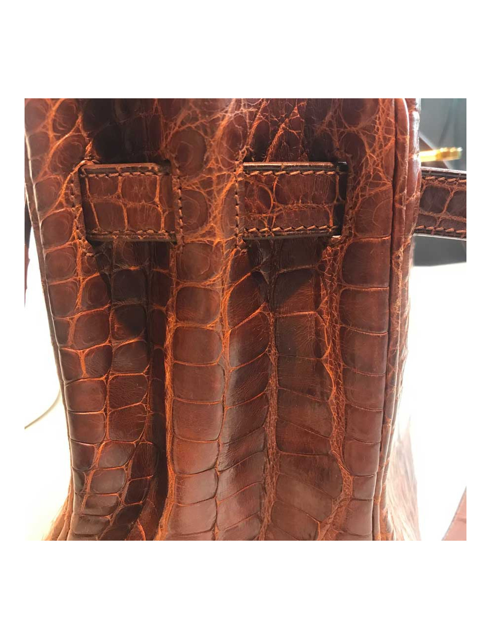 Kelly 32 alligator mat HERMES marron bijouterie or