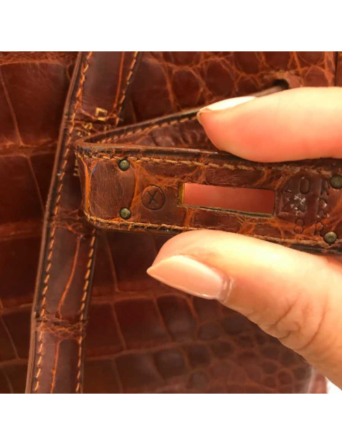 Kelly 32 alligator mat HERMES marron bijouterie or