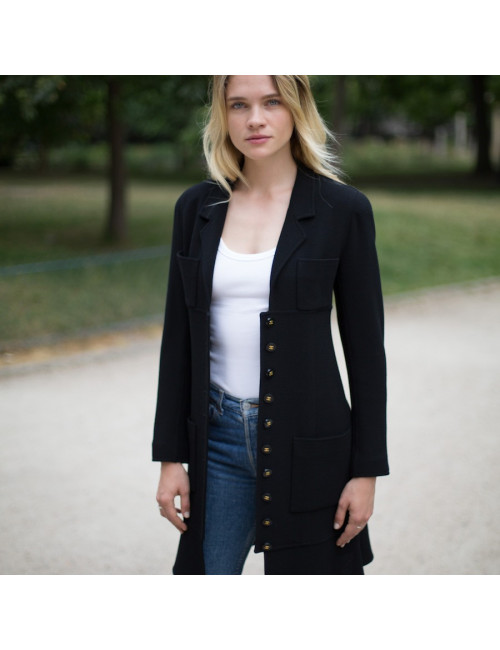 Veste longue Chanel noire