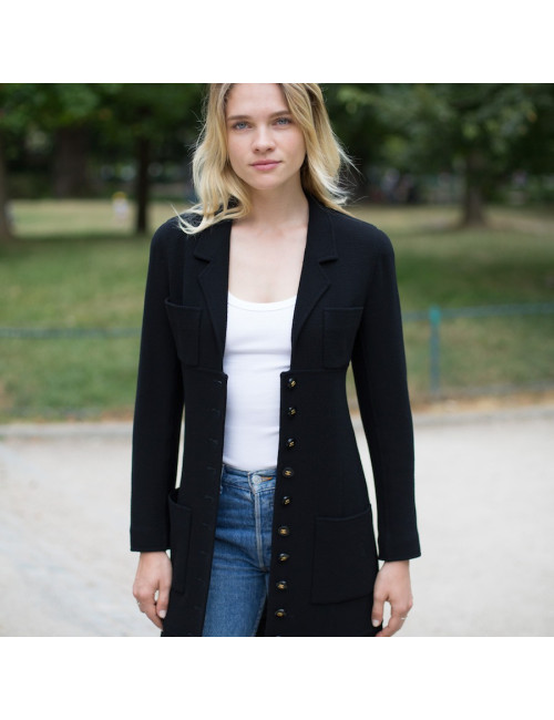 Veste longue Chanel noire