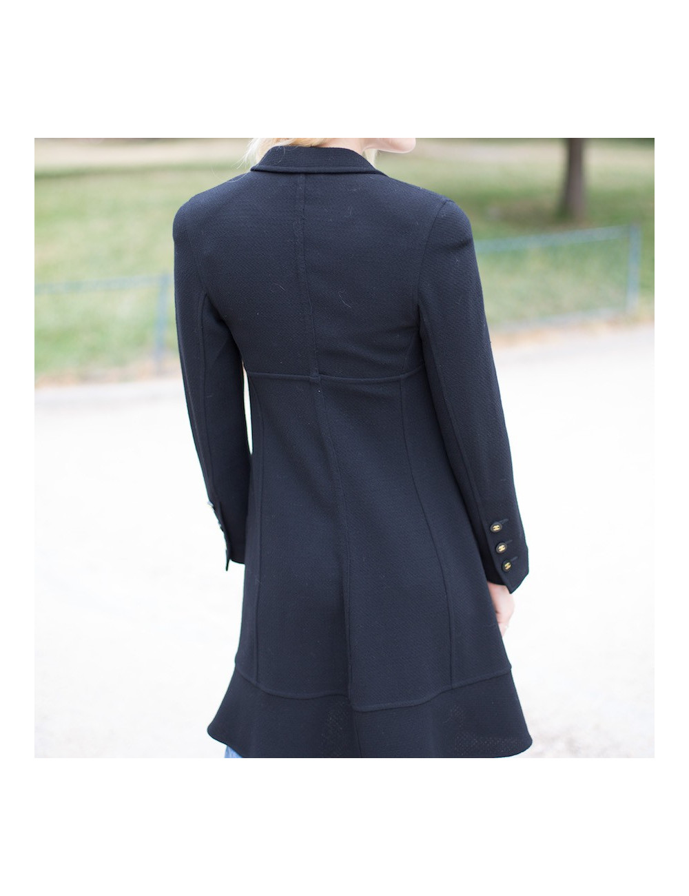 Veste longue Chanel noire