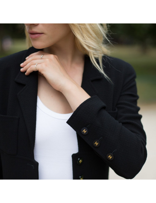 Veste longue Chanel noire