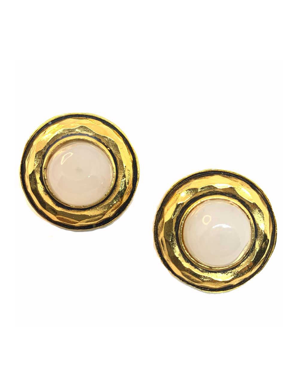 CHANEL clips ronds vintage dorés 