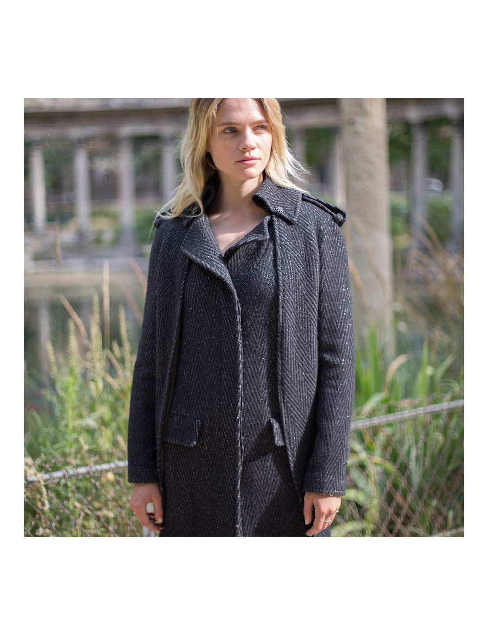 CHANEL Paris-Moscow Cape-coat  in grey wool 