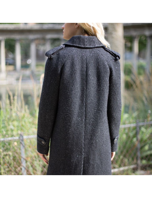 CHANEL Paris-Moscow Cape-coat  in grey wool 