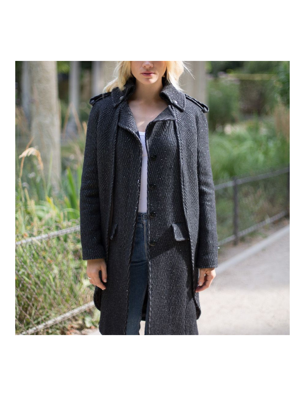CHANEL Paris-Moscow Cape-coat  in grey wool 