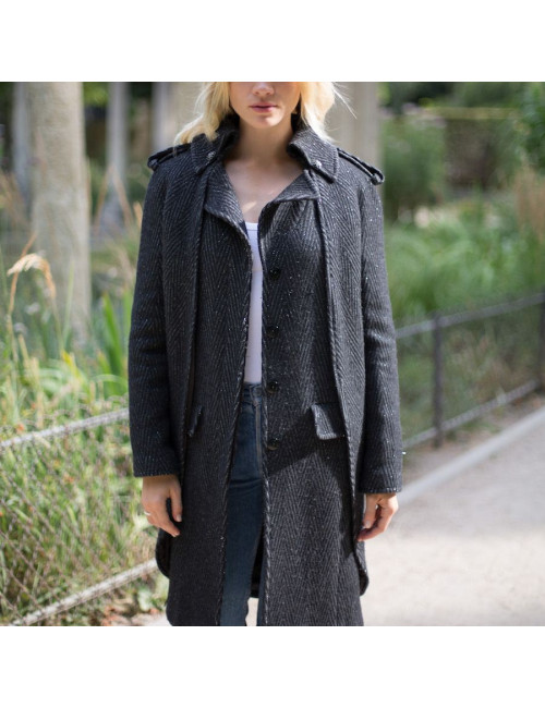CHANEL Paris-Moscow Cape-coat  in grey wool 