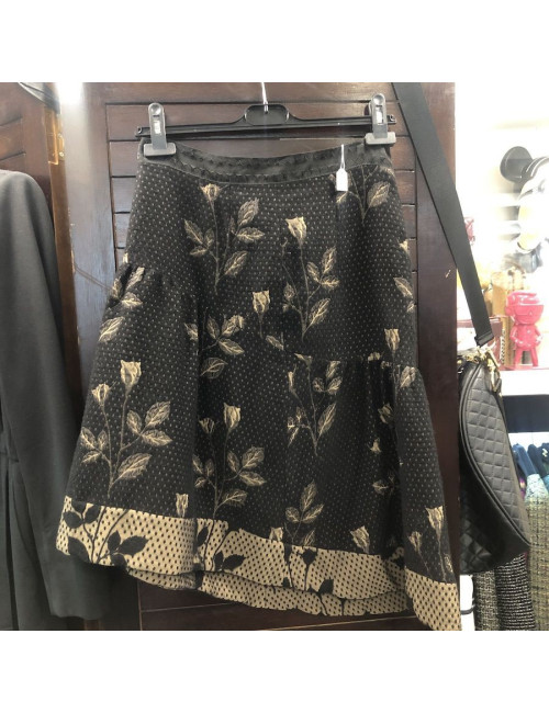 Jupe ALLESANDRO DELL'ACQUA noir et beige à feuilles