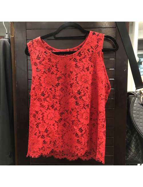 Top rouge SANS MARQUE en dentelle