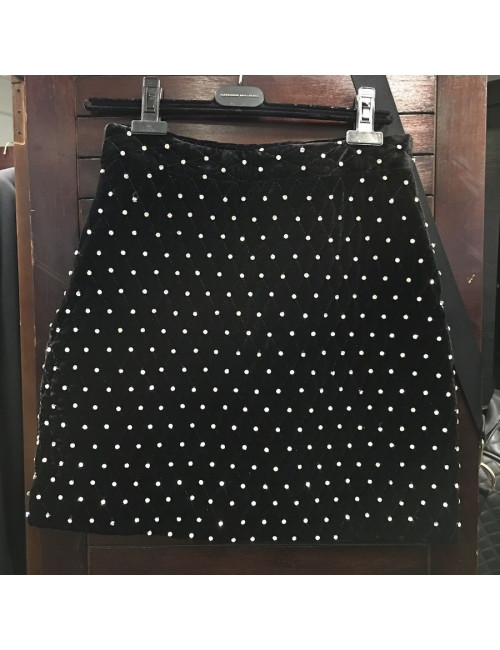 Jupe GUCCI velours matelassé noir brodé de brillants
