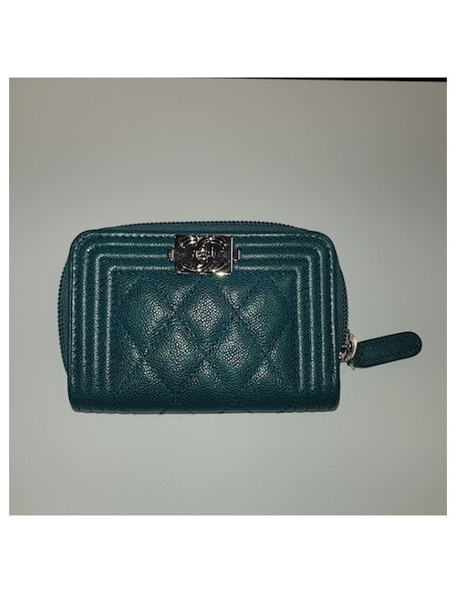 NE PAS METTRE EN LIGNE Porte monnaie BOY cuir vert