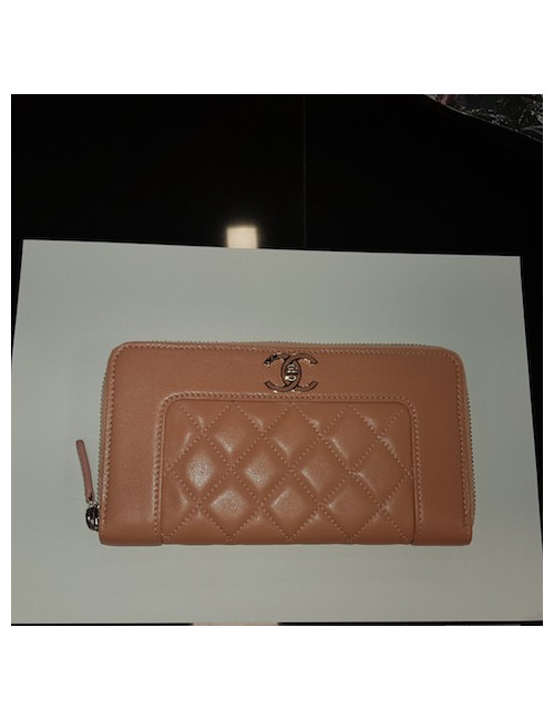 Portefeuille CHANEL Timeless cuir chevrons rose