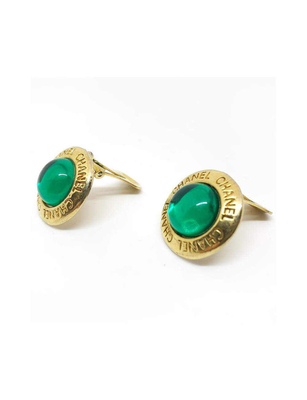 Boucles d'oreille clips Vintage CHANEL verts