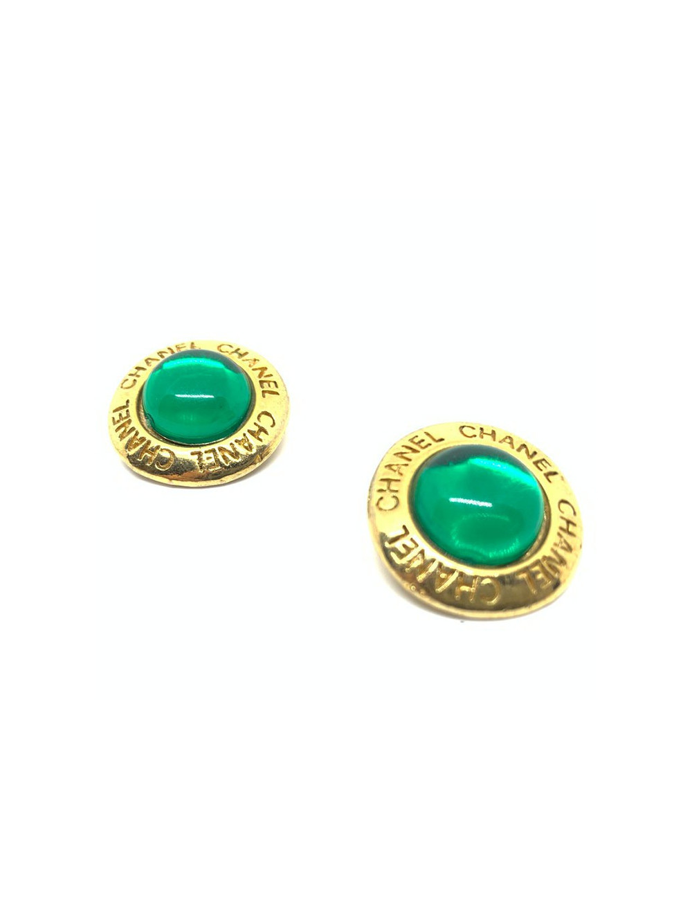 Boucles d'oreille clips Vintage CHANEL verts
