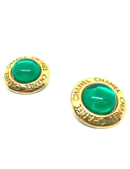 Boucles d'oreille clips Vintage CHANEL verts