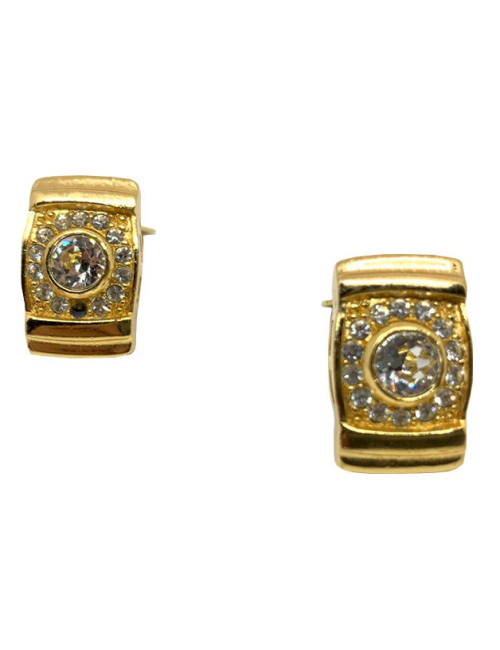 Boucles d'oreille clips DIOR Vintage dorés et strass